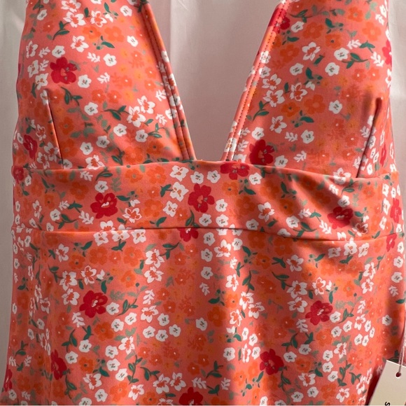 Summersalt Deep V Halter Swimsuit Size 6 in Orange Floral - Picture 4 of 15